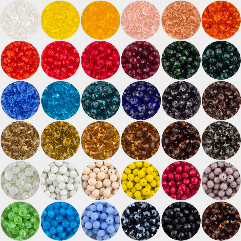 비즈톡 [CR-81-00]크리스탈론델컷 8mm(8x6mm) 투명 TR OP 컬러 35종 모음 ,1줄(약60개)
