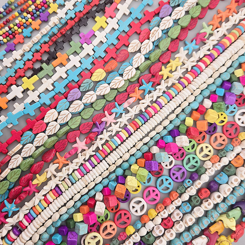 비즈톡 [J3-1-00]원석라운드 십자가 나뭇잎 해골 론델 멀티하울라이트 18종 모음 ,1줄