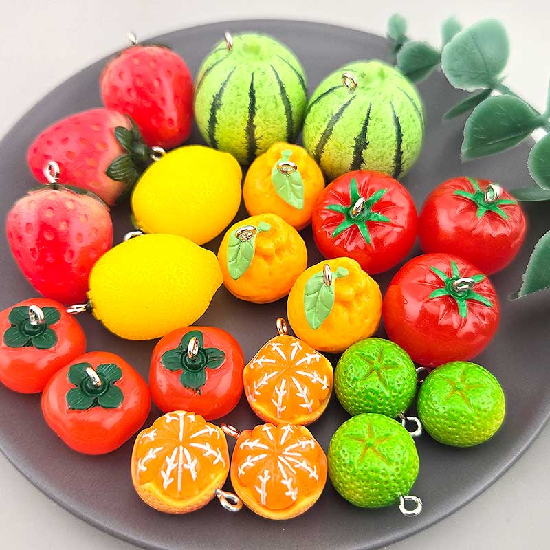 비즈톡 [PB-2-12]아크릴펜던트 과일고리형 과일펜던트 (키링용) ,1개