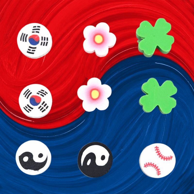 비즈톡 [PA-032]폴리머클레이비즈 한국문양 태극기 무궁화 네잎 태극음양 야구공 6종