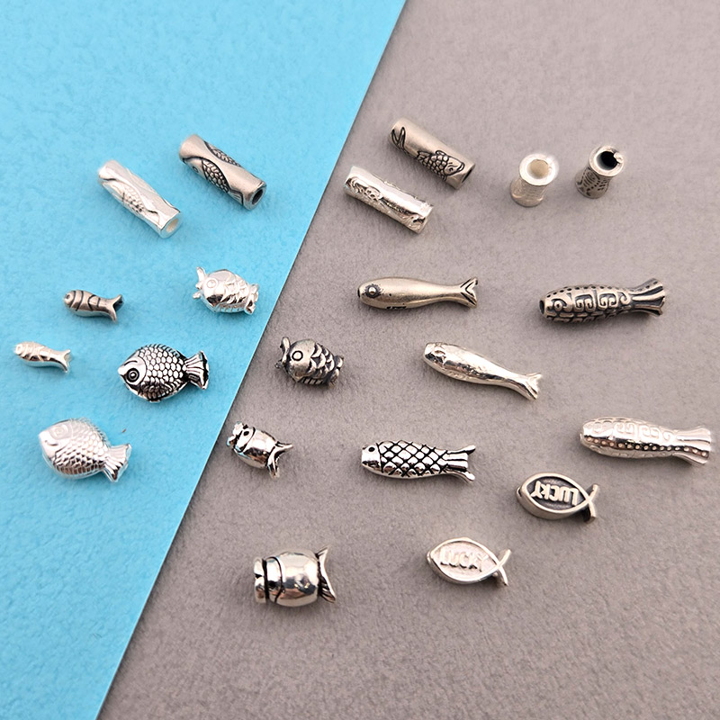 비즈톡 [SVP-01-00]순은펜던트 실버925 행운 액막이 물고기 통과형 14종 모음 NEW ,1개