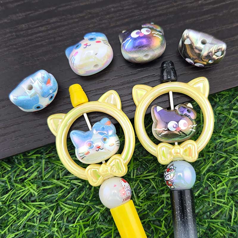 비즈톡 [BG-5-49]볼꾸파츠 아크릴 오로라큰고양이얼굴 23x20mm (내경3mm) 볼꾸비즈 키링용 ,1개