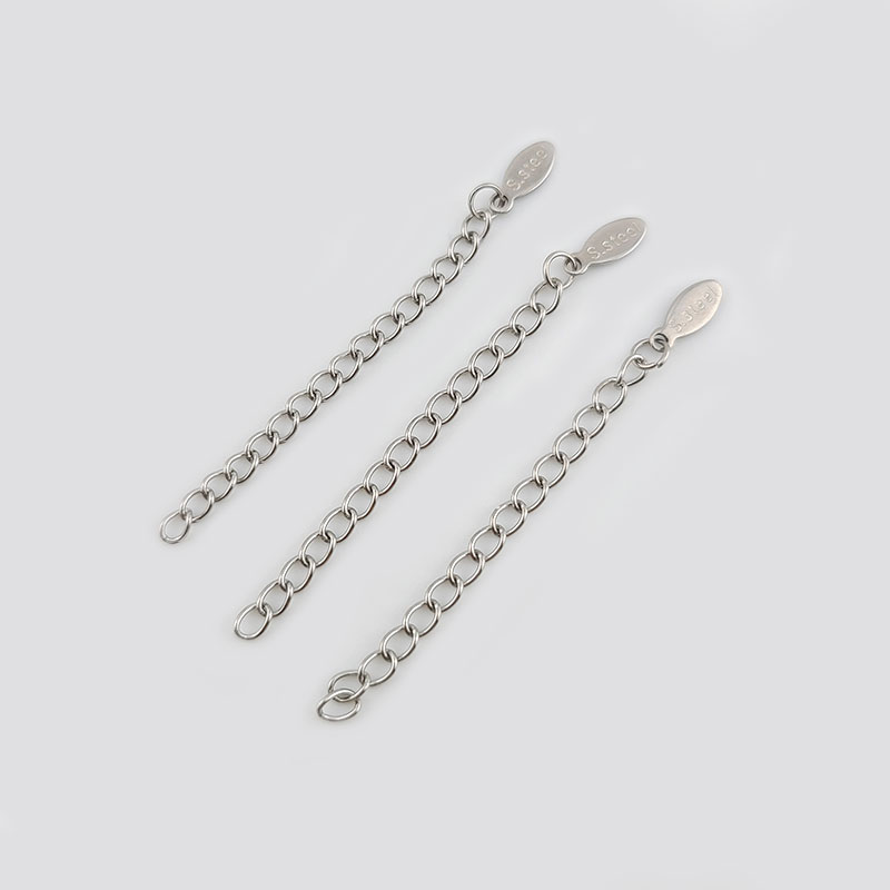 비즈톡 [S5-8-004]써지컬스틸 부자재 꼬리체인 160SB 5cm+타원택(S.steel) ,1개