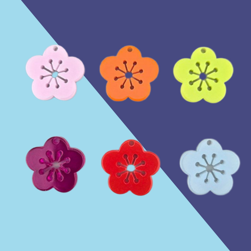 비즈톡 [PB-4-39]아크릴전통펜던트 미니오얏꽃 자두나무꽃 황실문양 (키링용) ,1개