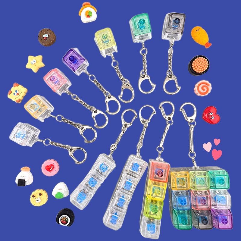 비즈톡 [KC-3-00]LED 키캡 키링 딸깍이 클릭커 청축 1구/3구/4구/9구 5종 모음 ,1개