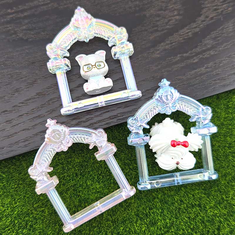 비즈톡 [BG-3-19]볼꾸파츠 아크릴 오로라궁전프레임 45x54mm (내경3mm) 볼꾸비즈 키링용 ,1개