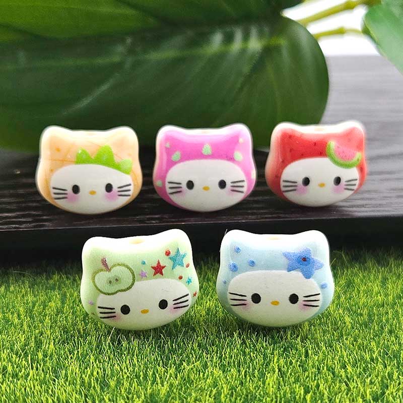 비즈톡 [BG-5-02]볼꾸파츠 아크릴 양면고양이얼굴 19x16mm (내경3mm) 볼꾸비즈 키링용 ,1개